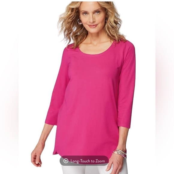 J. Jill Pima Scoop Neck Elliptical Tunic Long Sleeve Clove Pink Heather  Size L - Picture 2 of 7